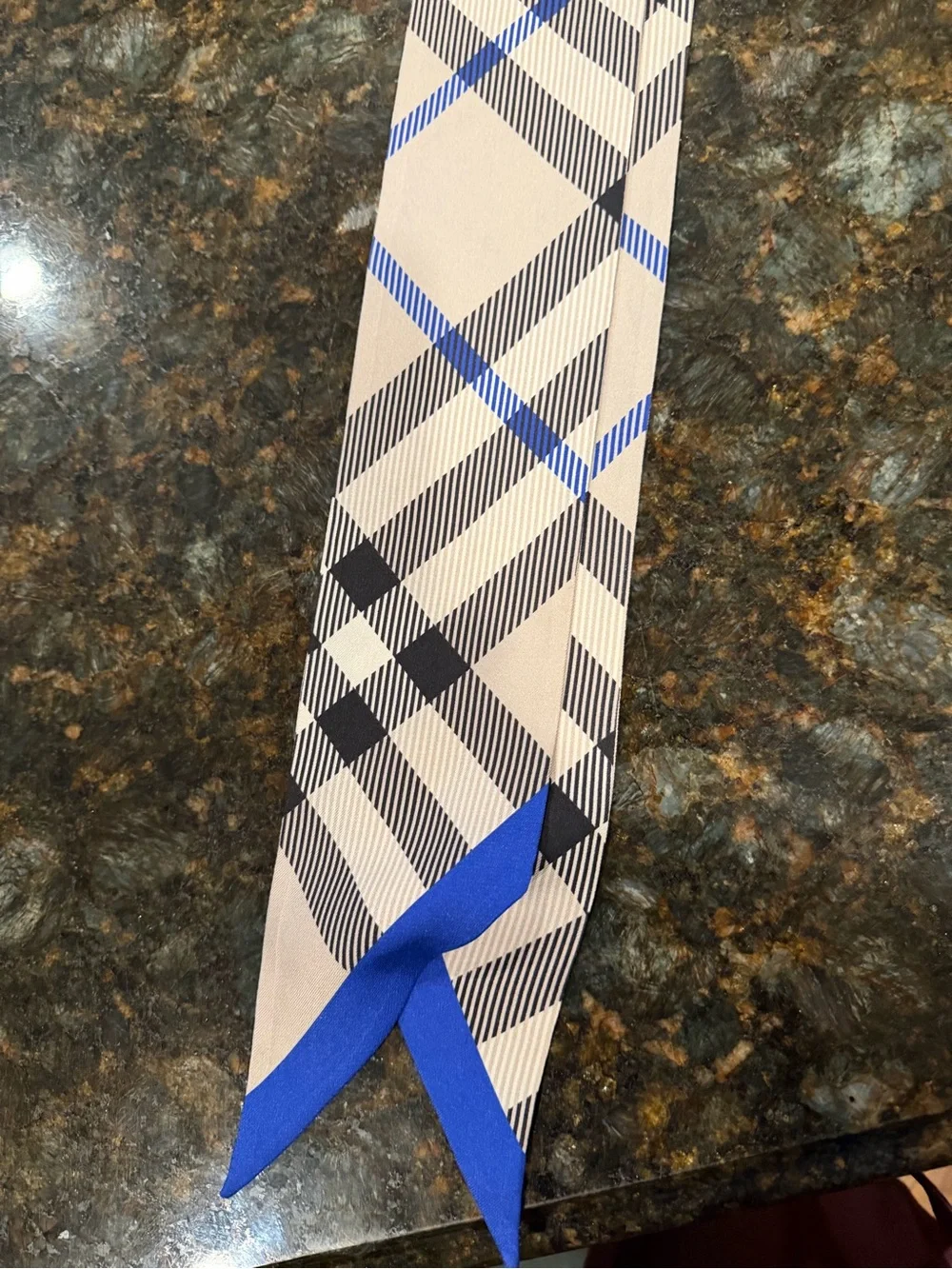 Authentic Burberry Beige & Blue Check Silk scarf for men or women